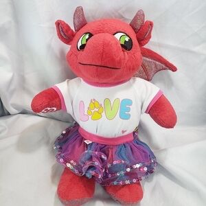 Build A Bear Ellie Red Dragon Great Wolf Lodge Plush Stuffed Toy 16 Inch Outfit